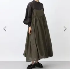 新品 スタディオクリップ リネンギャザーピンタックキャミワンピース カーキ 完売