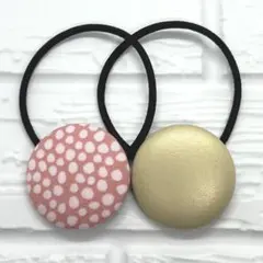【385】ハンドメイド38mm くるみボタン　ヘアゴム