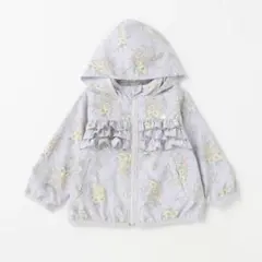 【新品】プティマイン 撥水加工 花柄ウィンブレ パーカー 90