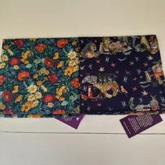 花柄と動物柄のハンカチ2枚セット