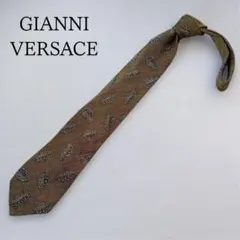 ジャンニヴェルサーチ ネクタイ 茶色 ペイズリー柄 シルク毛混【n7482】