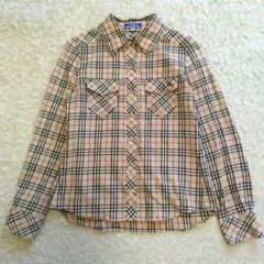 バーバリーブルーレーベル ノバチェック 長袖シャツ ロゴ刺繍 38