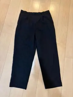 1 / 3 UNIQLO タックワイドテーパードパンツ L ブラック