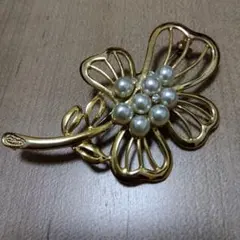 ブローチ パール ゴールド フラワー ヴィンテージ オケージョン