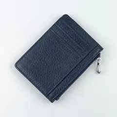 新品 未使用 本革 フラグメントケース ネイビー 紺 男女兼用 薄型 シンプル