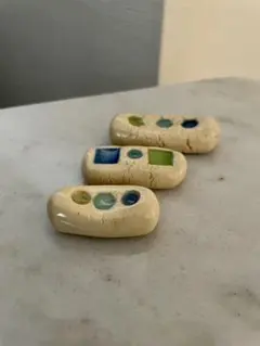 値下‼️未使用　作家ハンドメイド工房作品　箸置き　3つ　焼き物　陶器