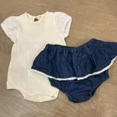 アプレレクール　デニムブルマ レースロンパース　セット