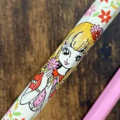 1980年昭和 레트로 アンティーク花柄少女マンガイラスト鉛筆かきかたえんぴつピンク