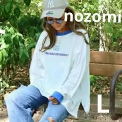しまむら nozomiさんコラボ　リンガーT　配色ロゴプルオーバー　Ｌ 完売 春
