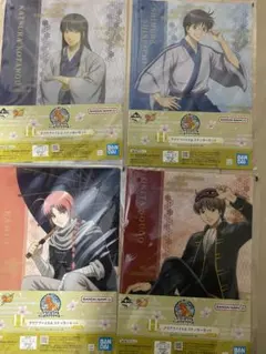 銀魂一番くじ　クリアファイル&ステッカーセット　まとめ売り　沖田　神威　桂　新八