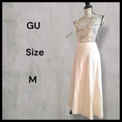 美品　GU リネンブレンド フレアロングスカート 大人　ナチュラル　シルエット