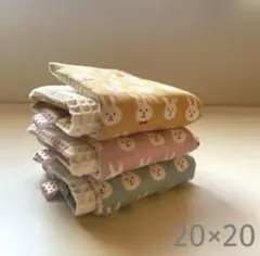 うさぎさん 20×20 ワッフル×ダブルガーゼハンカチ 新柄