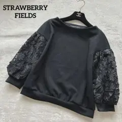 美品✨STRABERRY-FIELDS 袖フラワー刺繍チュール バルーンスリーブ