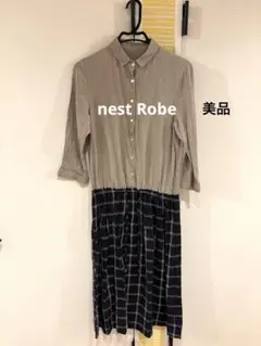 ★お値下げ★【美品】ネストローブ　麻シャツワンピース　七分袖