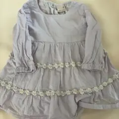 petit main 薄紫 フリル付きワンピース 70