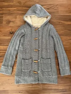 FLASH BLUE フード付き ケーブルニット コート Mサイズ