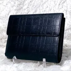 Burberry がま口 二つ折り財布 ノヴァチェック ブラック 黒　レザー