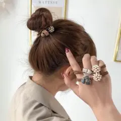 ヘアゴム　三点セット　パール　レディース　アクセサリー