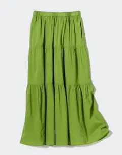 UNIQLO（ユニクロ）クリンクルコットンティアードスカート グリーンM 新品