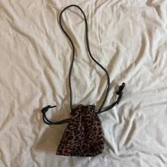 レオパード 巾着 ショルダーバッグ スウェード