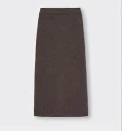 ブラッシュドリブナローロングスカート　GU ユニクロ　茶色　S タイトスカート