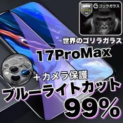 目に優しい【17ProMax】ブルーライト99%カットフィルム＆カメラ保護