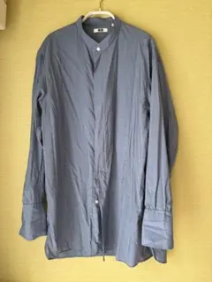 UNIQLO U スタンドカラーシャツ　ブルー　L
