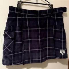 【極美品】FIDRA ミニスカート　紺　タータンチェック　Ｌ　ゴルフ