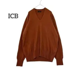 アイシービー 羊毛 カシミヤ混 Ｖネック ニット セーター XL 伸縮性あり