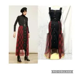 レディアゼル　チェックチュールデザインワンピース　アーガイルチェック チュール