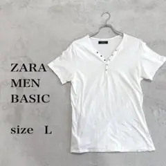 ZARA MEN BASIC 白ホワイトTシャツ Lサイズ