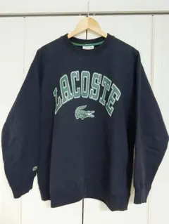 ラコステ ビッグカレッジロゴプリントクルーネックスウェット L ネイビー