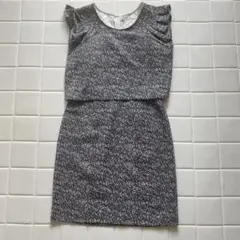 SHIPS シップスノースリーブ花柄膝丈ワンピース(秋冬用)