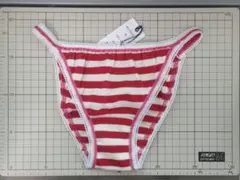 ピコレースハーフバックスキャンティMサイズ赤い縞パンボーダーショーツ