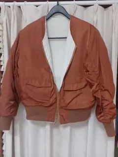 ブラウン ジップアップ ボンバージャケット