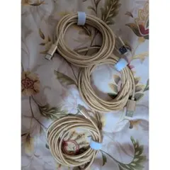 【3本】新品３ｍ　Type-C USB充電ケーブル　ゴールド　スマホ充電コード