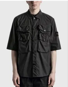【美品】 Stone Island ガーメントダイ半袖シャツ カーキ Lのサムネイル