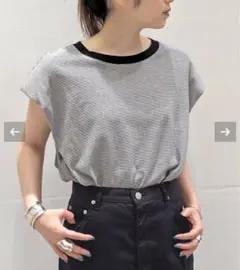 今期2026春夏6（ROKU）コットンナイロン ショルダーステッチTシャツ