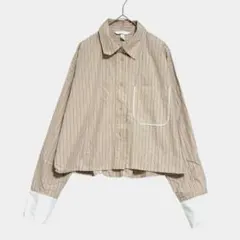 エイチアンドエム　ショート丈 ストライプシャツ　M