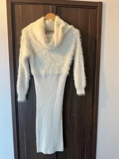 Resexxy オフタートルシャギーニットワンピース （オフホワイト）