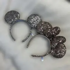 ラメ入り 耳 カチューシャ ミッキー ミニー カップル ペア リンク