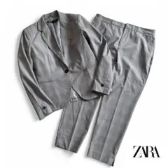 良品　ZARA　グレンチェック　パンツスーツ　セットアップ　グレー　40　42
