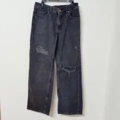 H&M DIVIDED 【XS〜S】ダメージストレートデニム グレー