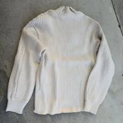 アイボリー リブ編み セーター Mサイズ