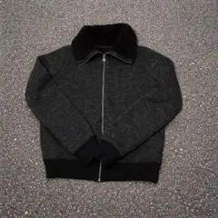 襟ボア ジップアップ ニット ジャケット y2k zip up knit 短丈