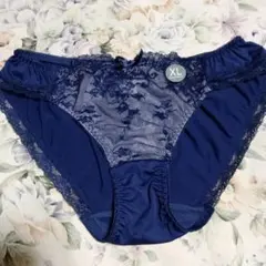 ネイビー花柄 レース付きショーツ LLサイズ新品