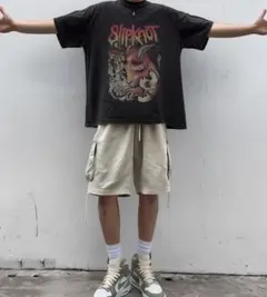 Slipknot ヴィンテージ加工グラフィックTシャツ ブラック スリップノット