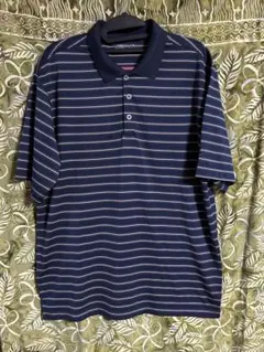 美品！Nike Golf ゴルフウェア　 M サイズネイビーストライプポロシャツ