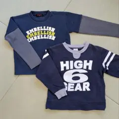 英文字 紺色 グレー 裏起毛 トレーナー 120サイズ 2枚セット まとめ売り