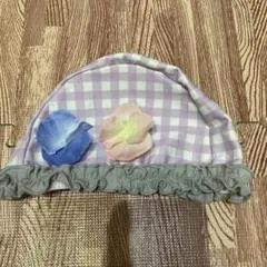panpantutu スイミングキャップ　Sサイズ 紫とグレー チェック柄